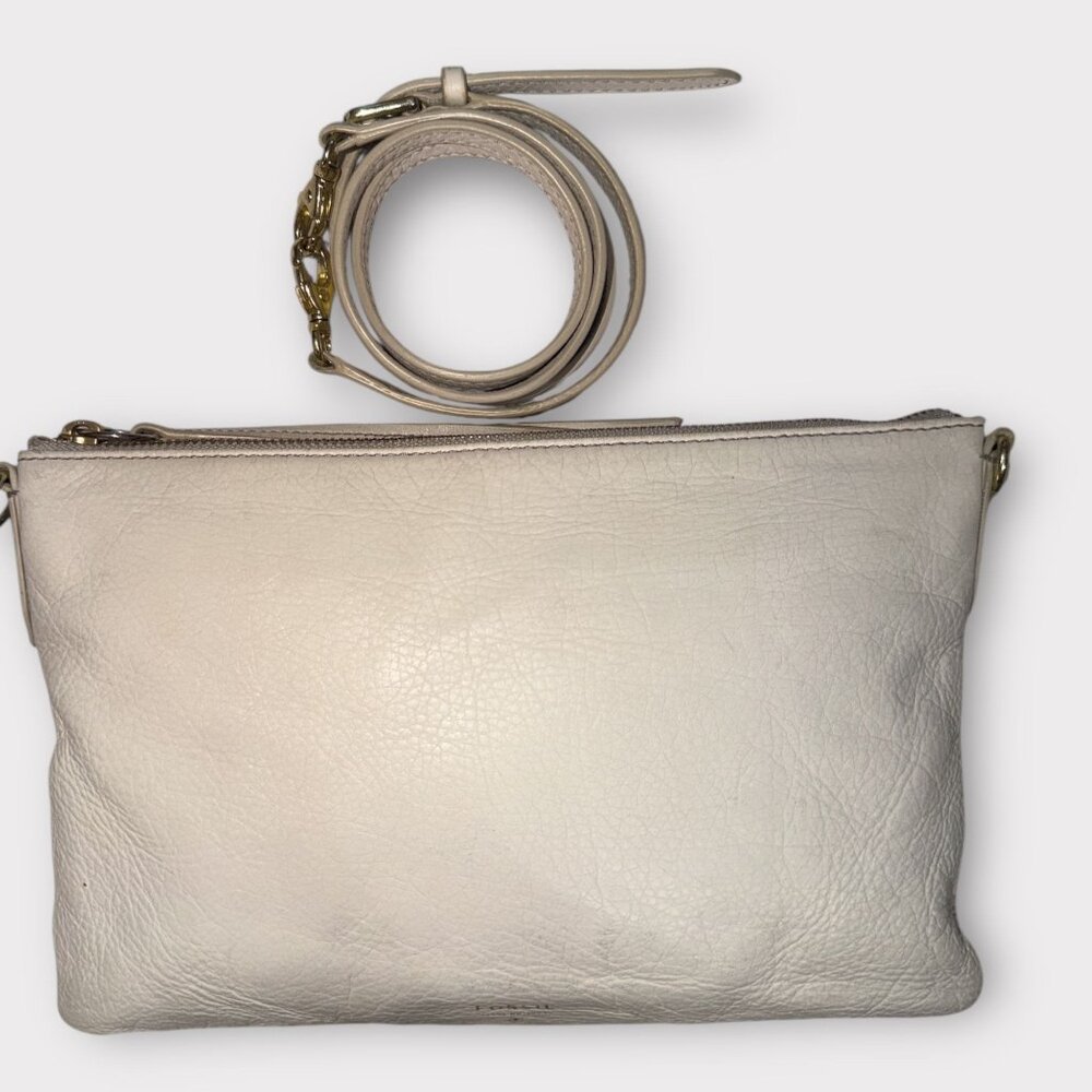 Fossil Crossbody Bag ZB5701 Chalk White Leather Convertible Clutch Bag Charm - Picture 3 of 8